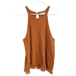 2/$30 Morgan Claire Rust Orange Knit Fringe Tank Top | Size M